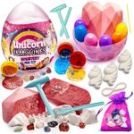 GirlZone Unicorn Gemstones Discovery Dig Kit, Gemstone Dig Kit with 13 Gemstone Dig Filled with Slime and Precious Gems to Crack Open, Gift-Ready DIY Bracelet Kit and Stem Kits for Kids Age 12-14