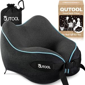Coussin de Voyage Nuque en Mousse à Mémoire de Forme - Ergonomique et Réglable pour Dormir en Avion, Oreiller de Voyage Léger et Portable pour Voiture, Bureau, Coussion Avion Confortable - Noir