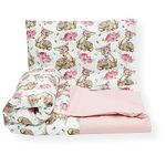 Olobaby 2 pcs Baby Bed Cot Bedding Set/Duvet Cover & Pillowcase 100% COTTON (Mama deer/pink, 120 x 90 cm)