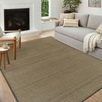 Wonnitar Farmhouse 5x8 Braided Living Room Rug, Washable Area Rug for Dining Room Non-Slip Rubber Rug Bedroom Area Rugs, Neutral Braided Woven Floor Carpet for Kitchen Mud Room (Grey/Khaki,5'x8')