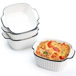 NUTRIUPS 13Oz Ceramic Baking Dishes set of 4, 5.5'' Square Baking Dishes, 400 ml Small Baking Dish for Air Fryer, Ceramic Bakeware with Handles, Oven-Safe & Microwave-Safe