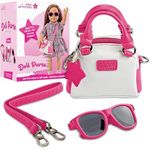 Doll Purse and Doll Sunglasses for 18-Inch Dolls - Doll Accessories Play Set for Kids Ages 3 4 5 6 7 8 9 10 11 12 - Excellent Addition to Her Cute Doll Collection - Great Gift for Girls and Toddlers