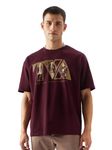 The Souled Store Official Loki: Time Variance Authority Men and Boys Oversize Fit Half Sleeve Graphic Printed Cotton Maroon Color T-Shirt