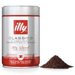 illy Coffee, Classico Ground Coffee, Medium Roast, Made From 100% Arabica Coffee Beans, 250g (Packing May Vary)