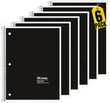 1InTheOffice 3-Subject Spiral Notebook College Ruled 8 x 11, College Ruled Notebooks, Wirebound Spiral Notebooks, 70 Sheets, Black, (6 Pack)…