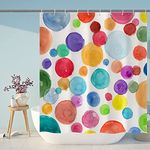 D&M Polka Dot Shower Curtain Kids Watercolor Rainbow Colorful 72"x72" Abstract Circles Children Bath Curtain Geometric for Bathroom Bathtub Decor Polyester Fabric with 12 Plastic Shower Hooks