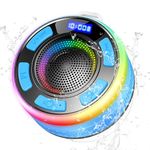 Bluetooth Shower Speaker, Portable Wireless Speaker IP7 Waterproof Speaker 360° Surround Sound, LED Light, Bulit-in Mic, Bathroom Speaker with Suction Cup for Bathroom, Outdoor, Party, Travel (New)