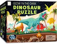 Hapinest Glow-in-The-Dark Dinosaur Jigsaw Puzzle for Kids, 100 Piece Puzzles for Kids Boys and Girls Gifts Ages 5 6 7 8 9 10 11 12 Years Old & Up, Includes 12 Dinosaur Fact Cards & LED Mini Flashlight