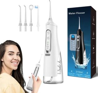 Dental Water Flosser IPX7 Waterproof Portable Cordless 310ml Water Tank with 4 Mode 40-120psi in White