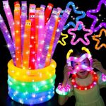 8 Pack Light Up Glow Sticks, Glow in The Dark Party Favors and Decorations, for Kids, Glow Necklaces Bracelets for Toddlers, Glowsticks for Travel Camping Dancing Wedding Birthday