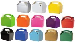 5 Childrens/Kids Plain Coloured Carry Food Meal Birthday Party Box Loot Bag Boxes - Size: 152mm x 100mm x 102mm (Variety Of Coluors)