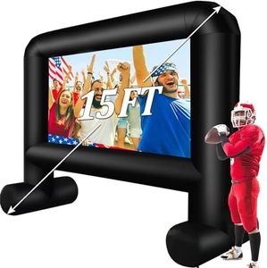Écran de projection gonflable extérieur, écran de film gonflable de 4,6 m, support de projection avant et arrière pour arrière-cour en plein air, soirée cinéma, barbecue, piscine, fête, super bol avec