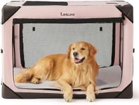 Lesure Collapsible Dog Crate - Portable Dog Travel Crate Kennel for Extra Large Dog, 4-Door Pet Crate with Durable Mesh Windows, Indoor & Outdoor (Pink)