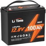 LiTime 12.8V 100Ah Mini LiFePO4 Lithium Auto Battery with 100A BMS 10-Year Lifetime 4000-15000 Cycles Max. 1280W Power Solar Battery in Mini Size, Perfect for RV, Solar, Trolling Motor