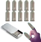 Ultra-Thin Silver Fiber Gaming Finger Sleeves - Breathable, Sweatproof, Seamless Fit with 0.25mm Precision for Enhanced Touchscreen Sensitivity, Anti-Slip Design, and All-Season Comfort (10Pcs)