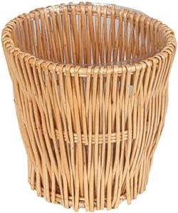 Household Essentials Small Reed Willow Waste Basket, Handwoven Basket with Removable Liner, Attractive Alternative to Plastic or Metal Cans, Natural