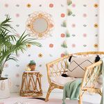 Boho Daisy Wall Decals Flower Wall Stickers 72 PCS for Girls Room Playroom Nursery, Removable Daisy Wall Decal Boho Peel and Stick Kids Room Decor Vinyl Murals DIY Decorations (12 Sheets)