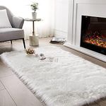 SERISSA Ultra Soft Faux Sheepskin Fur Rug White Fluffy Rug for Bedroom Large Fuzzy Rug Furry Sheepskin Rug Shaggy Rug for Living Room Decor, 4x6 Feet(Rectangle, White)