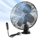 CRAFTZONE 12V Fan RV|Truck Cooling Heavy Duty 8" Metal Car Fan Bus|Boat|Forklift|Car|Camper|Lawn|Mower|Tractor 2-Speed Black