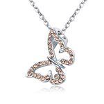 KRUCKEL Butterfly Pendant Necklace Made with Swarovski Crystals - Women Fashion Jewelry - Ideal Gift for Girlfriend, Wife, Daughter with Gift Box - White Gold Plated