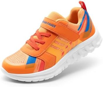 DREAM PAIRS Girls Boys Shoes Kids Tennis EZ-Ons Quicksteps School Sneakers Breathable Running Athletic Shoes,Size 5 Big Kid,Orange/Royal Blue,KD18002-1