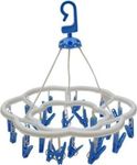 River Plast Plastic Round Cloth Drying Stand Hanger with 24 Clips/pegs, Baby Clothes Hanger Stand, (Set of 1)