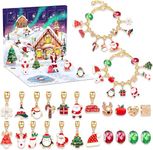 Christmas Advent Calendar Bracelets, 24 Days Xmas Countdown Calendar DIY Jewelry Making Kit blind box 22 Charm Beads 2 Bracelets 2024 Christmas Advent Calendar