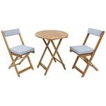 My Home My Living 20-0095-GRY-EC Acacia Wood 3-Piece Bistro Set, Natural Wood/Grey