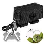 1PACK Dog Poop Bag Holder for Leash Attachment - Waste Bag Dispenser for Leash - Fits Any Dog Leash - Portable Set with 1 Hand Free Holder Metal Carrier, CA-XB - Black