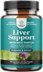 Liver Cleanse Detox & Repair Formula - Herbal Liver Support Supplement with Milk Thistle Turmeric Dandelion Root & Artichoke Extract for Liver Health - Silymarin Milk Thistle Liver Detox Capsules 90ct