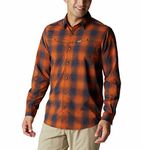 Columbia Mens Newton Ridge II Plaid Long Sleeve Shirt, Warm Copper Soft Ombre, M