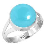 925 Sterling Silver Ring Blue Chalcedony Handmade Jewelry Size 10 (99128_BCL_R5.5)