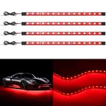 YM E-Bright Car Led Strip Lights for Golf Cart Underglow Motorcycles Marine Boat Kayak Interior Exterior 5050 Chipset 15SMD Waterproof IP67 12V,Red(Pack of 4)