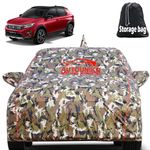 AUTOUNIKO Waterproof Car Body Cover for Honda Wr-V with Mirror and Antenna Pocket and Soft Cotton Lining (Full Bottom Elastic Triple Stitched) (Jungle Print with Red Piping)