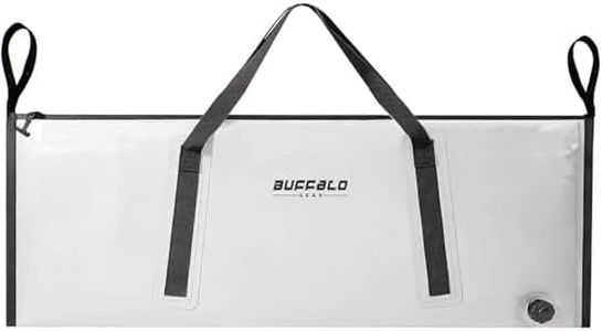 Buffalo Gear Insulated Fish Cooler Bag 48x18 Inch,Monster Leakproof Fish Kill Bag,Large Portable Waterproof Fish Bag White,Keep Ice-Cold More Than 24 Hours (White)