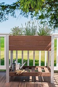 Vita Urbana 35 inch L x 22 inch W x 34 inch H Embossed Vinyl Herb Farm Elevated Garden, Espresso Brown, PVC, BPA and Pthalate Free, VT17518