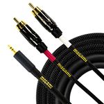 Mogami GOLD 3.5-2RCA-15 Stereo Audio Y-Adapter Cable, 3.5mm TRS Plug to Dual RCA Plugs, Gold Contacts, Straight Connectors, 15 Foot