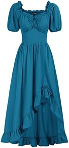 Scarlet Darkness Renaissance Faire Costume Women Cottagecore Dress Fairy Corset Dress Blue S