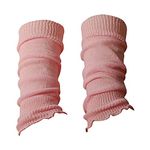 adam & eesa Girls Fancy Glittery Stripe Acrylic Leg Warmers Plain Fluorescent 80s Party Neon Ballet Dance Accessories (Plain Baby Pink)