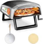 NutriChef Outdoor Pizza Oven with 360° Rotating Pizza Stone | Adjustable Heat Control Dial, Includes Pizza Peel, Stone & Regulator with Hose | Cooks 12" Pizza in 60 seconds | 25.2 x 16.1 x 14 IN