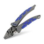 Booms Fishing CP4 Wire Crimping Tool with Cutter, Effort-saving Fishing Crimping Pliers, High Carbon Steel Fishing Plier Wire Rope Leader Crimper Tool, 7 inch Crimpers Swager with Ergonomic Handle