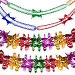 6PCS Christmas Tinsel Garland Golden Tree Hanging Twist Metallic Shinny Decor for Party Indoor or Outdoor Decoration