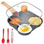 Gimars Egg Omelette Pan with Lid 19 cm Nonstick Aluminium Egg Frying Pan 4-Cup Pancake Pan Fried Egg Burger Pan for Gas Stove and Induction Hob