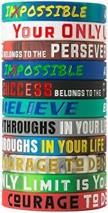 QEERBSIN 12 Pack Motivational Wristbands for Men, Women & Teens, Inspirational Silicone Bracelets Unisex Adult Wristbands