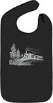 Adult Bibs for Eating: Reusable with Crumb Catcher Pocket - For Men and Women (Steam Train - Black)