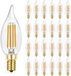 Hizashi E12 LED Bulb 40W Equivalent Candelabra Bulbs Dimmable 2700K Warm White, 90+ CRI Chandelier Light Bulbs, 4W 450LM Flame Tip CA10 Candle Light Bulbs, UL Listed - 24 Pack
