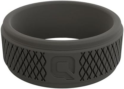 QALO Silicone Ring for Men - Mens Crosshatch Design with Breathable & Durable Silicone with Q2X - Comfort Fit Mens Silicone Wedding Bands - Rubber Engagement Rings for Him - Dark Grey, Size 08