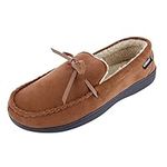 isotoner Men's Microsuede Nigel Moccasin Slipper, Cognac, X-Large