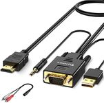 FOINNEX VGA to HDMI Cable 10FT/3M, 1080P VGA to HDMI Adapter Cable Old PC to New TV/Monitor with HDMI, VGA to HDMI Adaptador Cable with Audio for Connecting Laptop with VGA to New Monitor HDTV