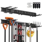 3-H Garage Tool Storage Rack 48 Inch 3 Metal Racks,14PC Garage Wall Hooks,Garden Tool Organizer for Hanging & Organizing Chair,Yard,Shovel, Rake,Broom,Trimmer,Hose.